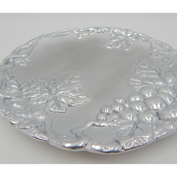 Arthur Court Cheese Set Tray Plate & Spreader Knife Grapes Leaves 2000 Design - Picture 3 of 10